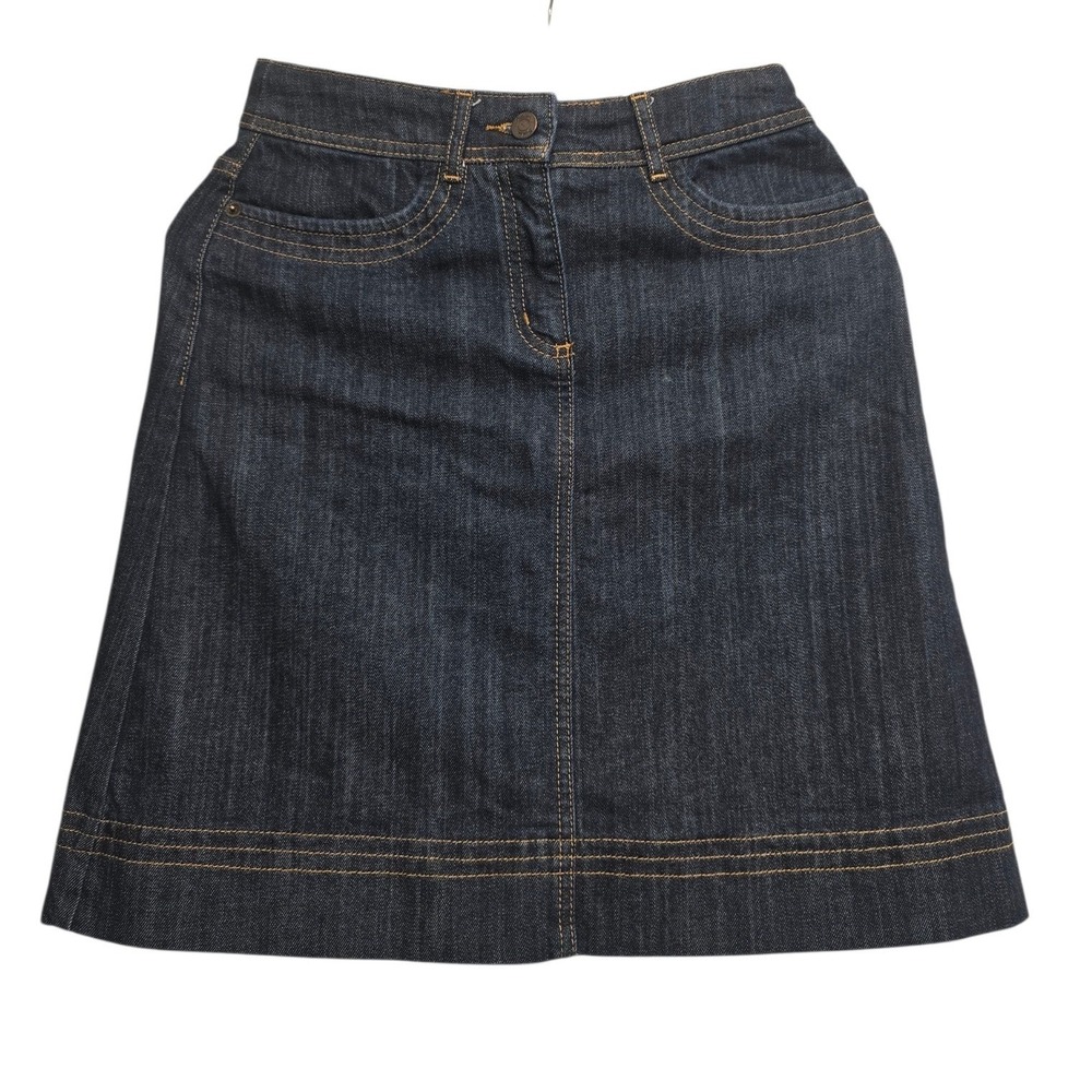Boden Dark Wash Denim A-Line Skirt Sz 8 Classic Preppy Coastal Capsule Wardrobe
